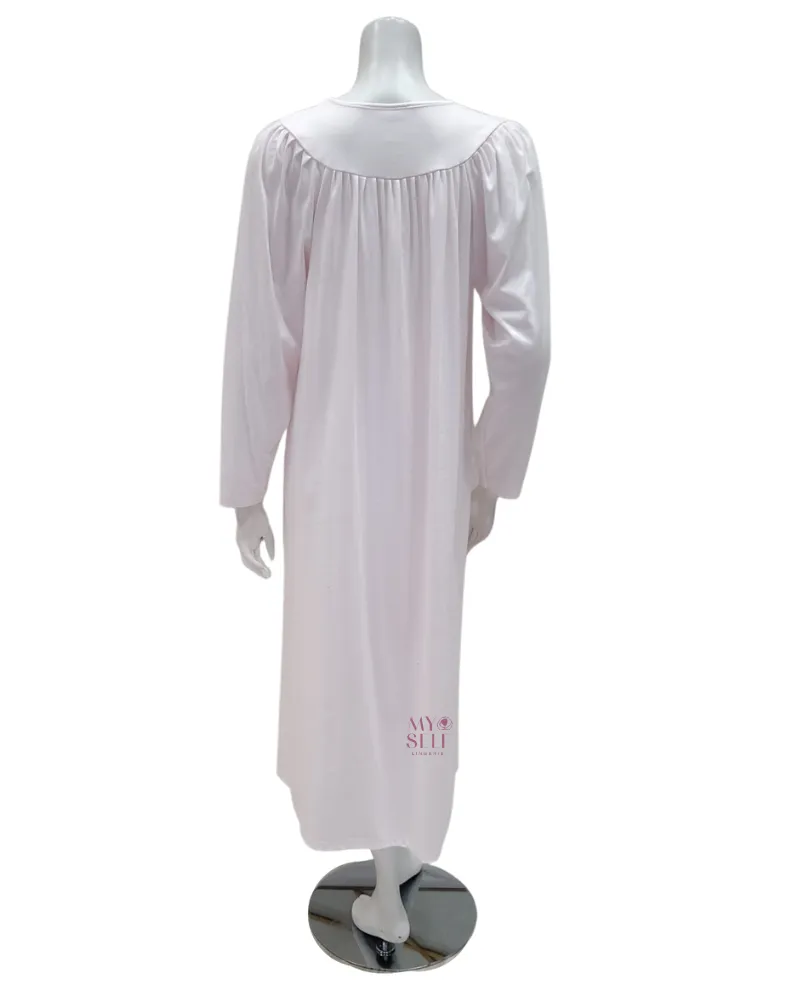 33346 Powder Pink Long Sleeves 100% Cotton Nightshirt