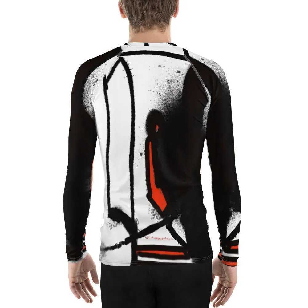 Abstract Red Black Men's Rash Guard