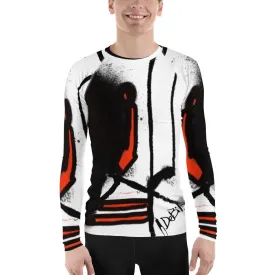 Abstract Red Black Men's Rash Guard
