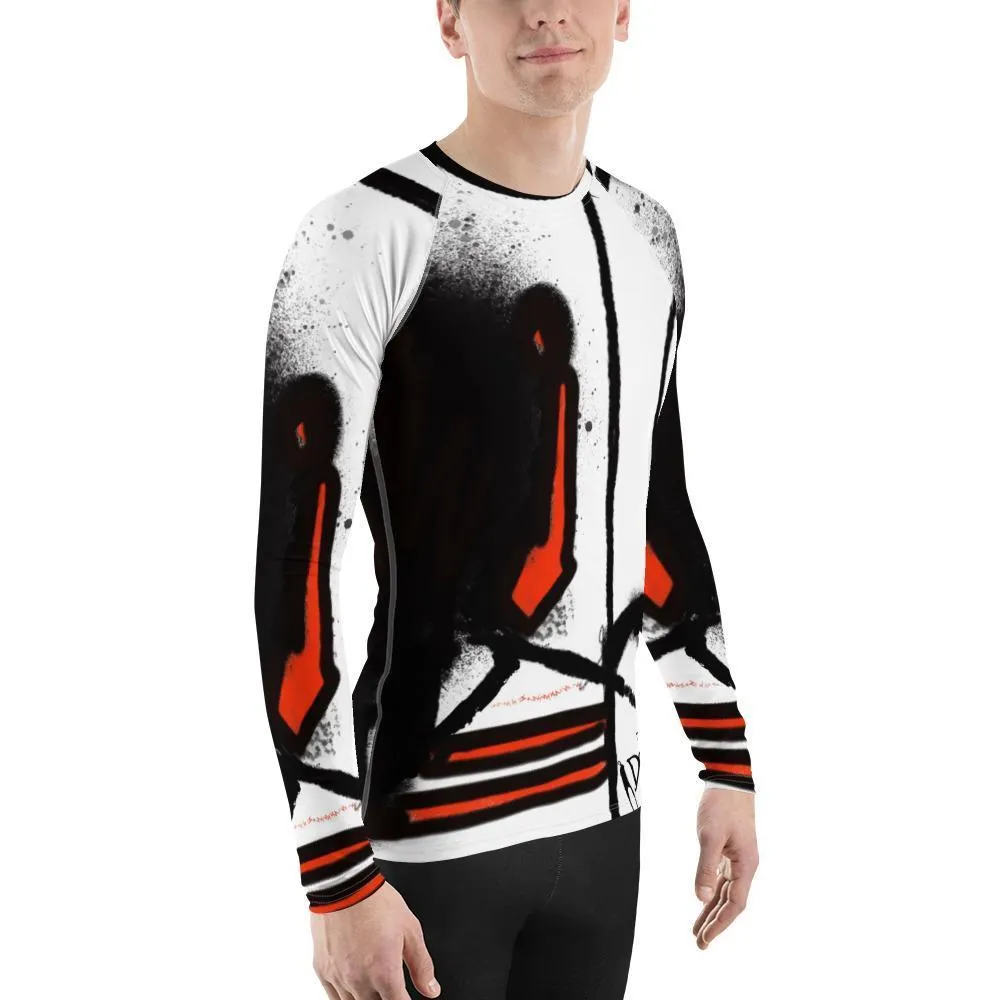 Abstract Red Black Men's Rash Guard