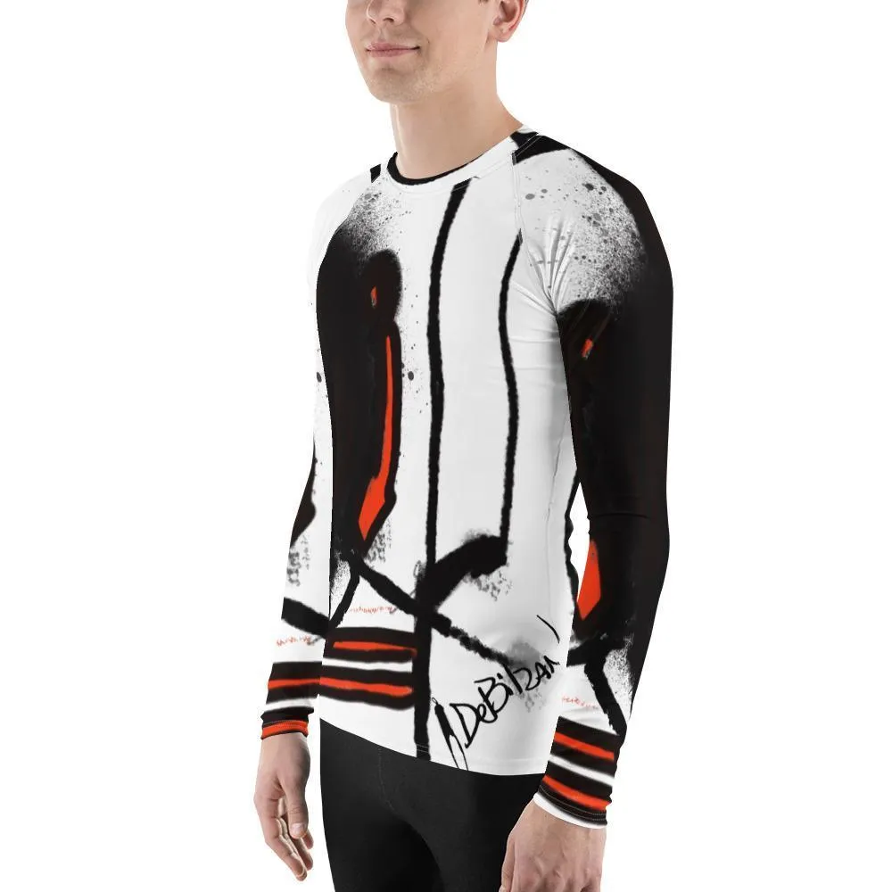Abstract Red Black Men's Rash Guard
