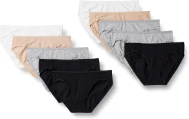 Amazon Essentials Women's Cotton Bikini Brief Underwear (Available in Plus Size), Multipacks