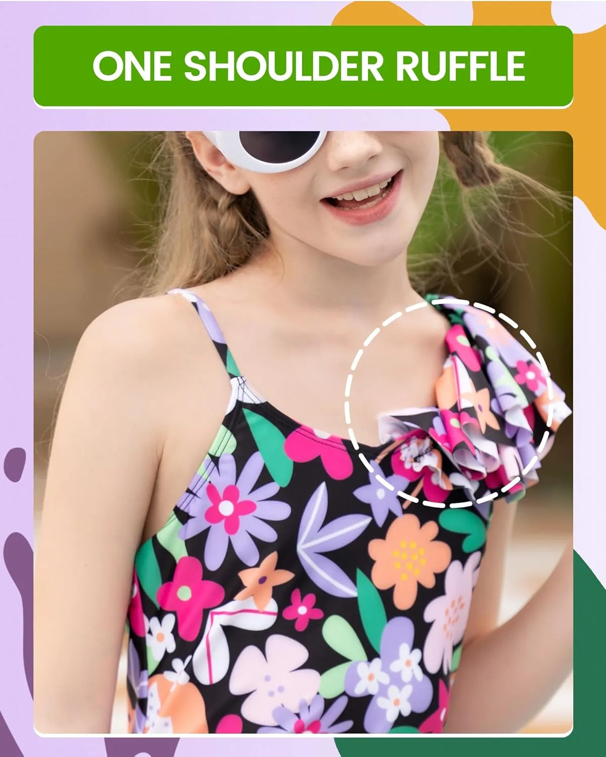 Angel season Girls One Piece Swimsuits Teens Bathing Suit Straps Kids Cute Swimwear with UPF 50  Daisy Halter Size 7-14