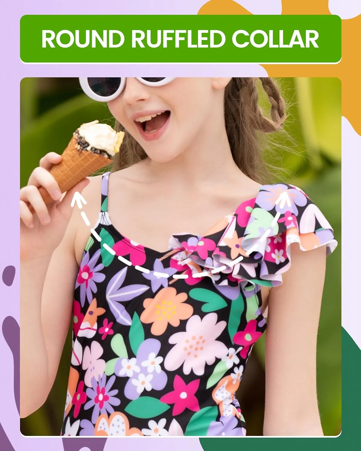 Angel season Girls One Piece Swimsuits Teens Bathing Suit Straps Kids Cute Swimwear with UPF 50  Daisy Halter Size 7-14