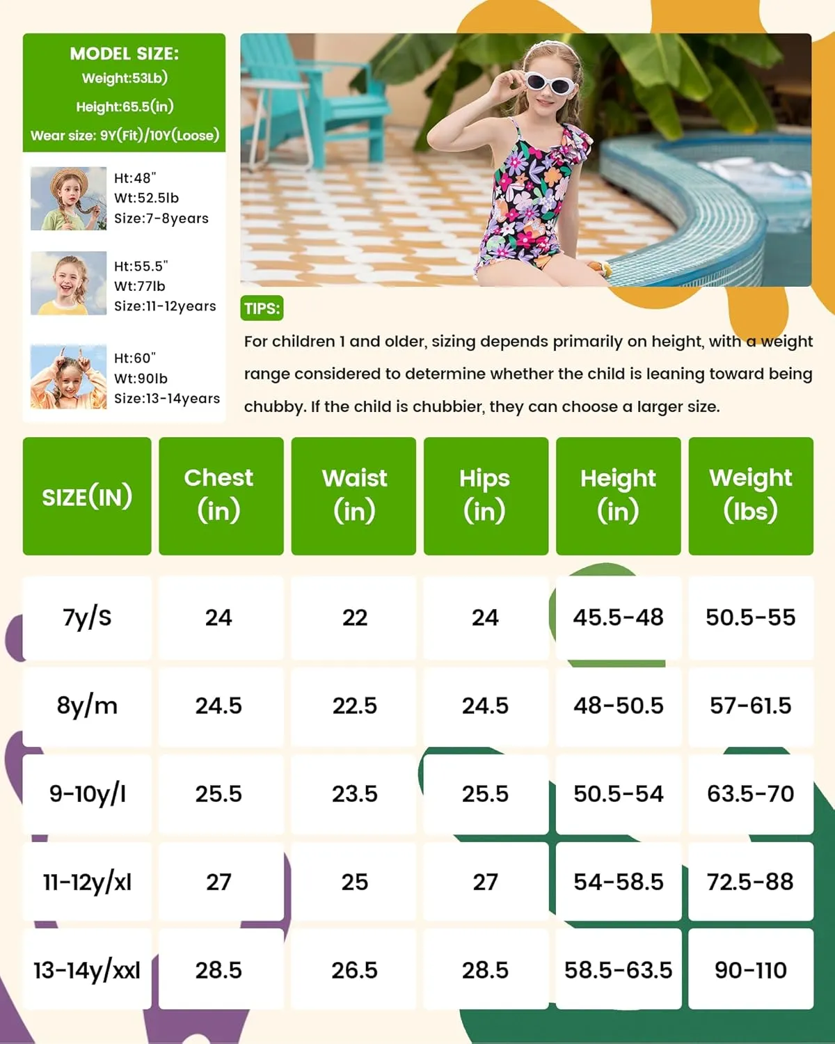 Angel season Girls One Piece Swimsuits Teens Bathing Suit Straps Kids Cute Swimwear with UPF 50  Daisy Halter Size 7-14