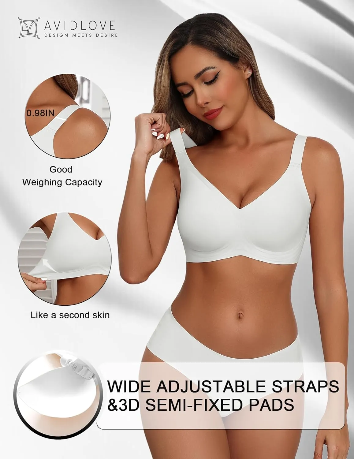 Avidlove Bras for Women Seamless Bra Full Coverage T Shirt Bralettes Push Up Bra Wireless Bra