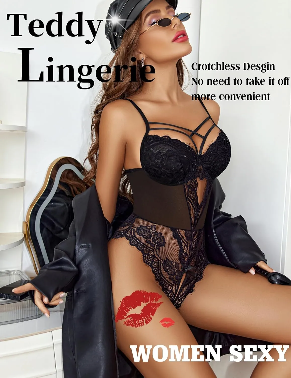 Avidlove Women Lingerie Floral Lace Harness Lingerie Bodysuit One Piece Teddy Babydoll Nightgown