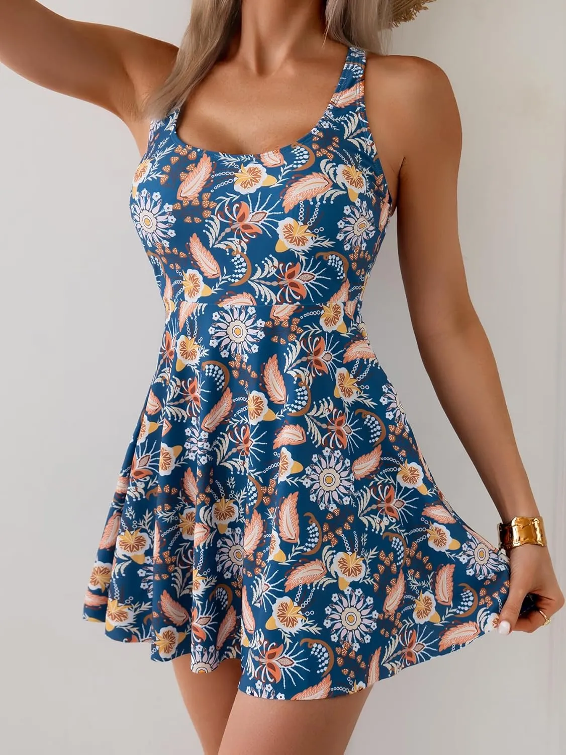 B2prity One Piece Swimdress Swimsuits for Women Tummy Control Swim Dress Cute Modest Skirt Bathing Suit