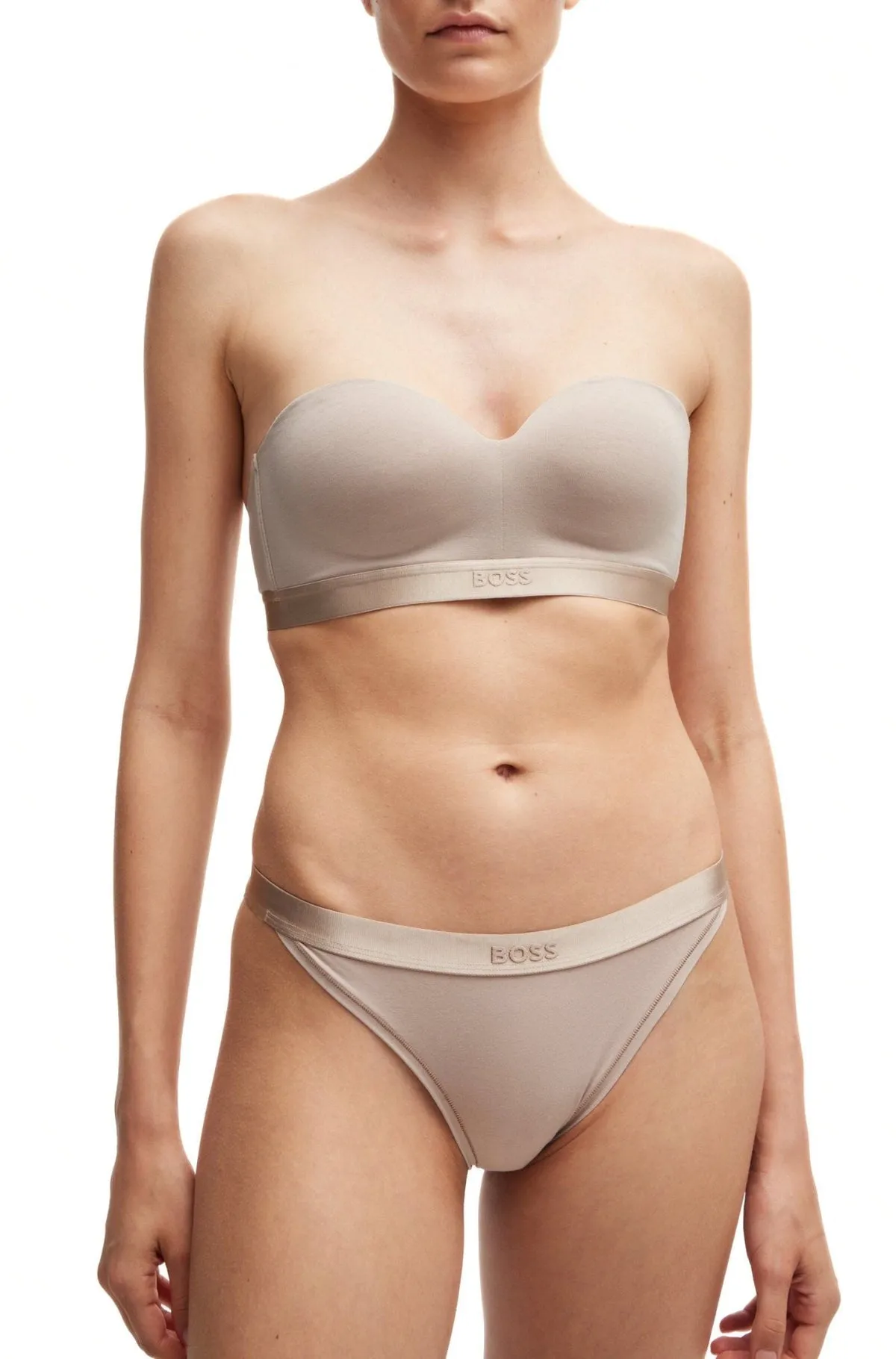 BOSS Women's Bea Cotton Modal Padded Triangle Bra - Light Biege