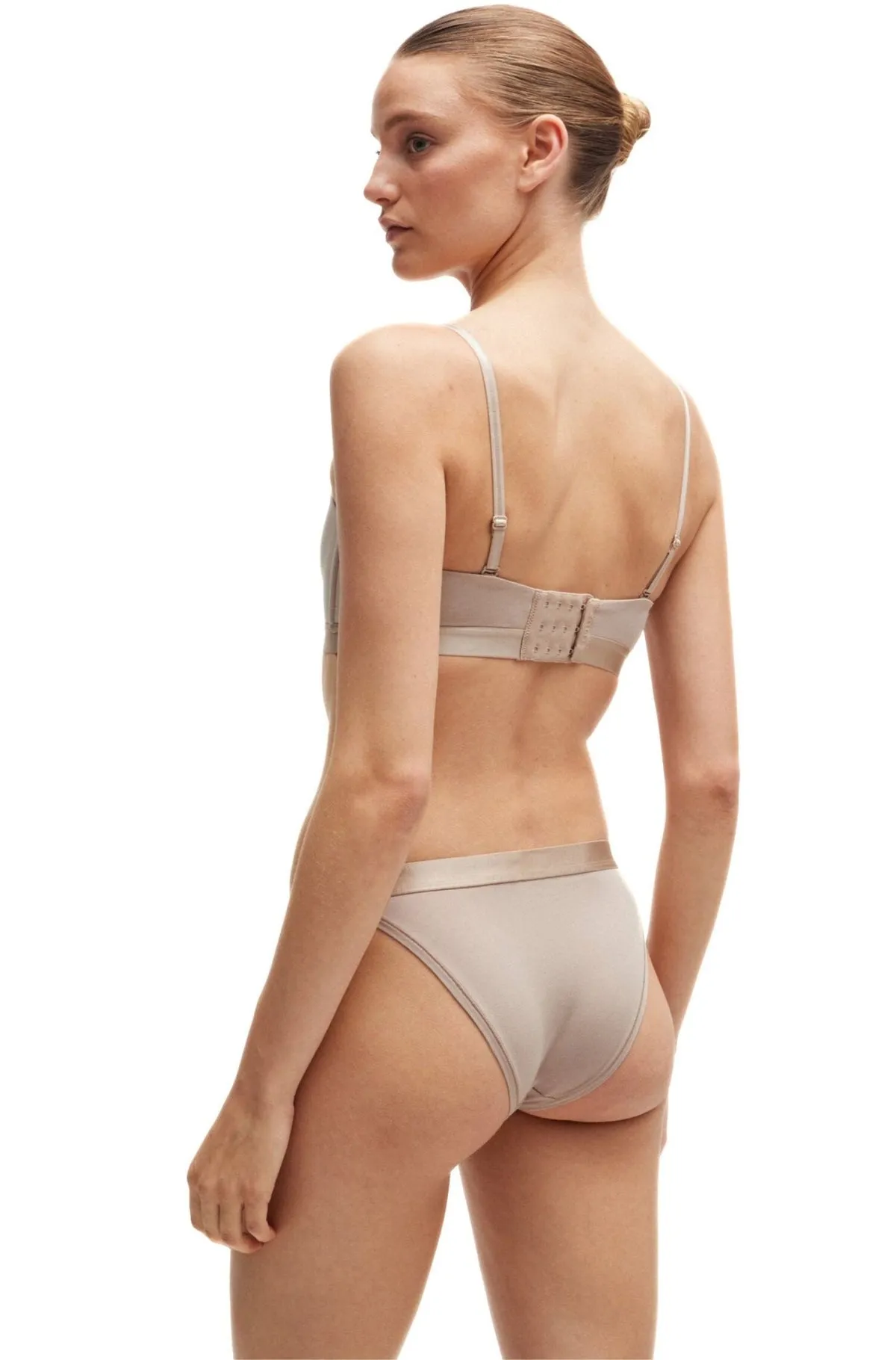 BOSS Women's Bea Cotton Modal Padded Triangle Bra - Light Biege
