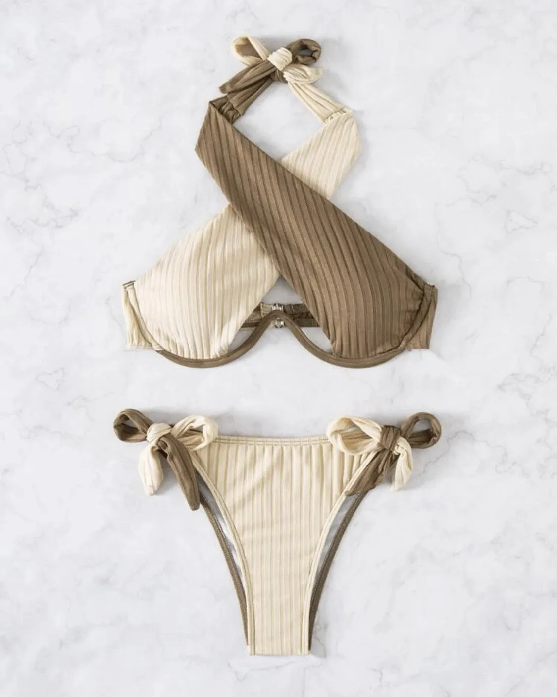 Chic Color Block Bikini Swimwear