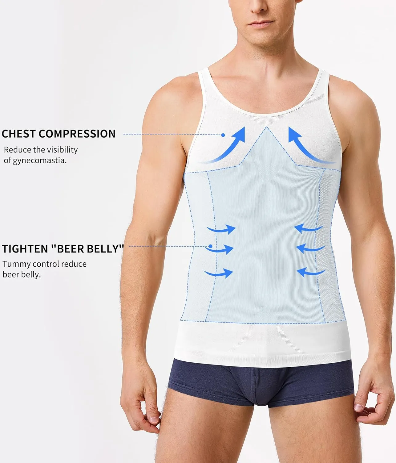 Compression Shirt Men Tank Top Undershirt Slimming Body Shapewear Tummy Control Gynecomastia Sleeveless