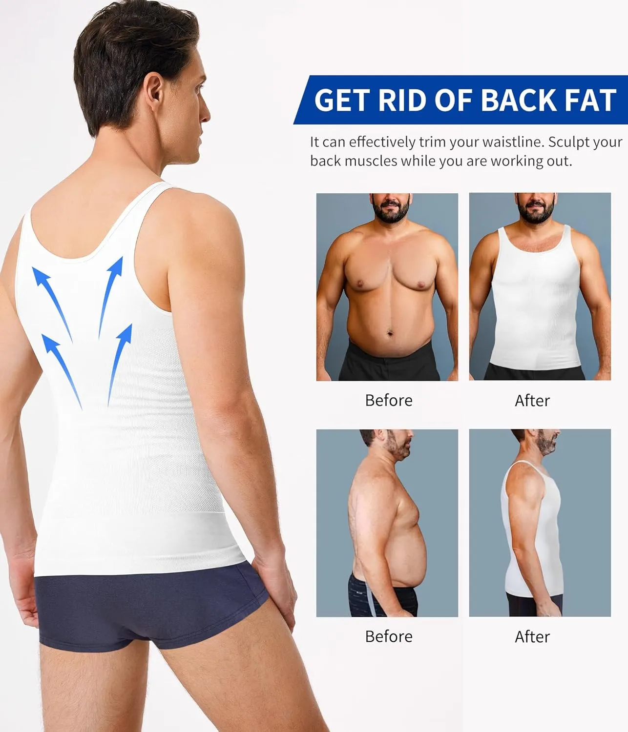 Compression Shirt Men Tank Top Undershirt Slimming Body Shapewear Tummy Control Gynecomastia Sleeveless