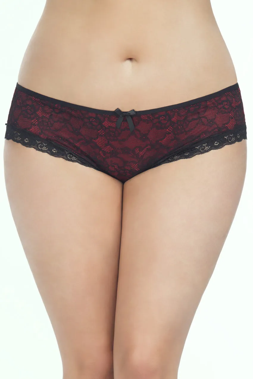 Curvy Raissa Cage Panty - BLACK/RED