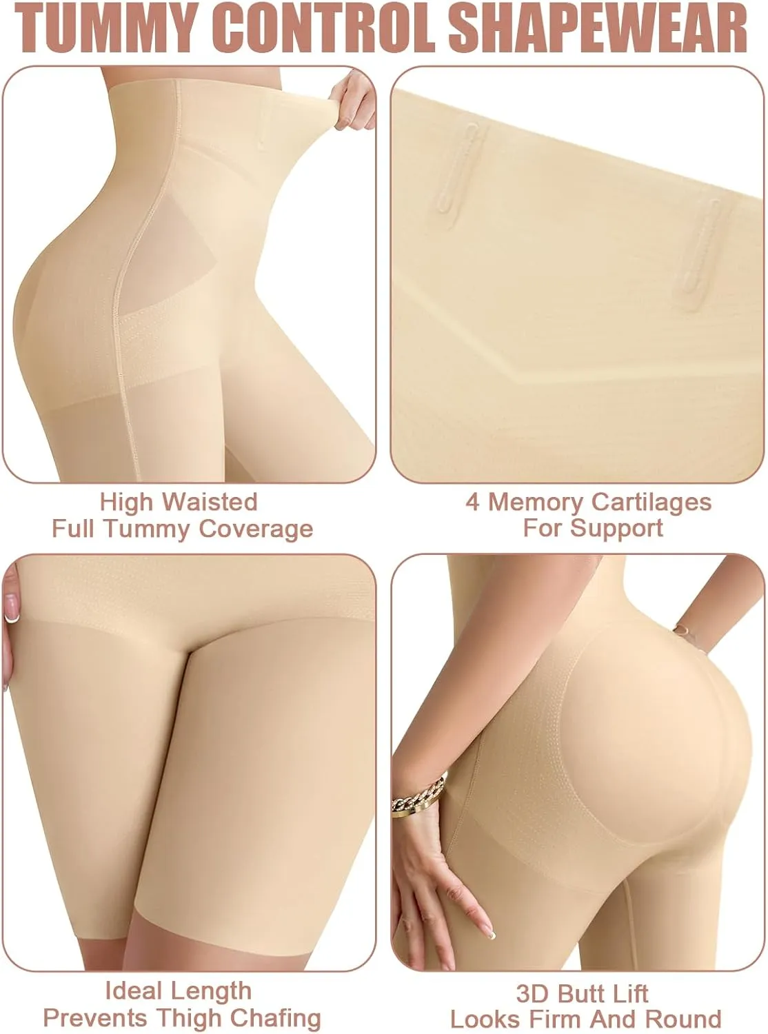 Djpoaug Tummy Control Shapewear for Women, High Waisted Body Shaper Shorts Butt Lifting Shapewear Panties Under Dress