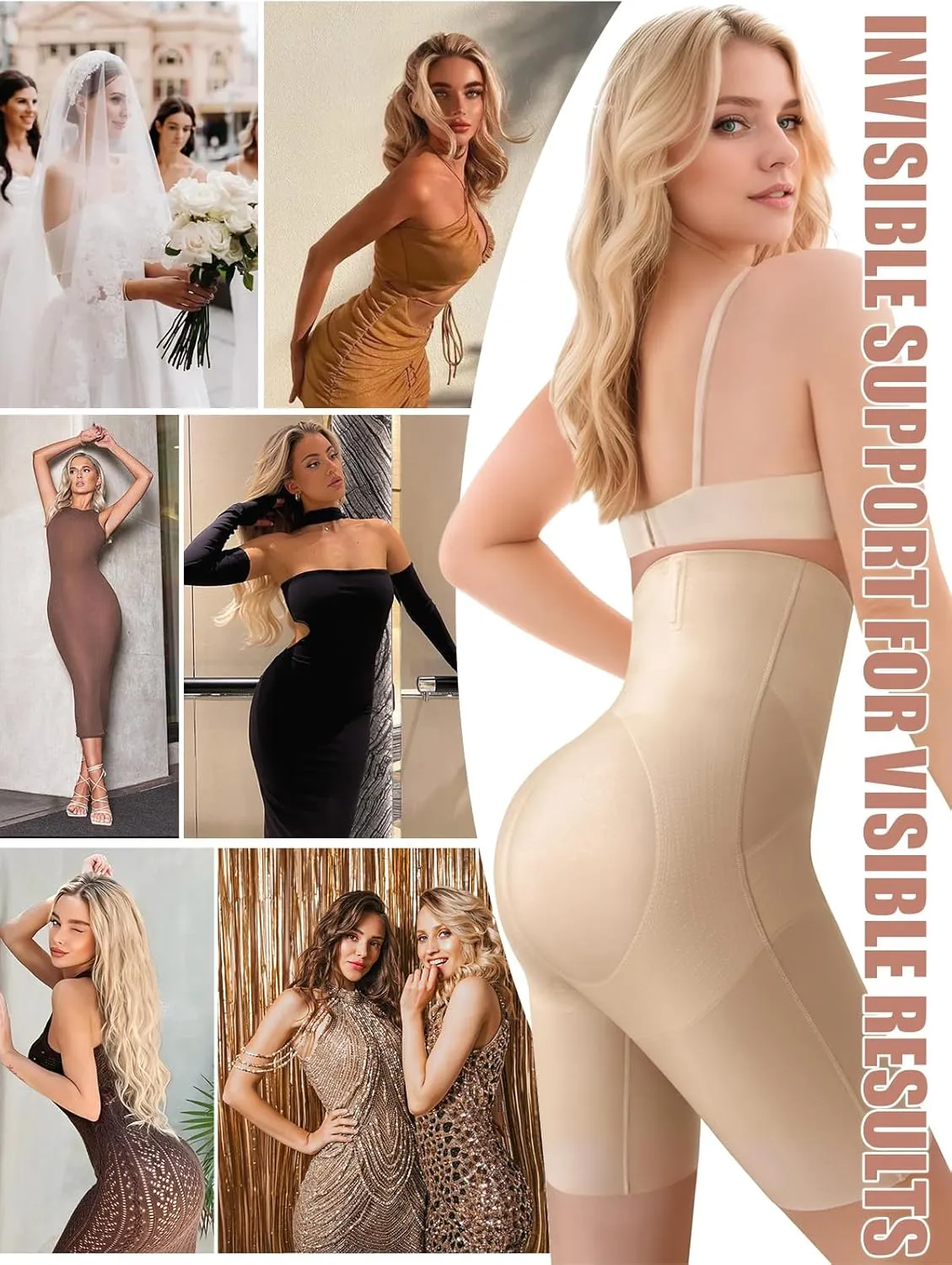 Djpoaug Tummy Control Shapewear for Women, High Waisted Body Shaper Shorts Butt Lifting Shapewear Panties Under Dress