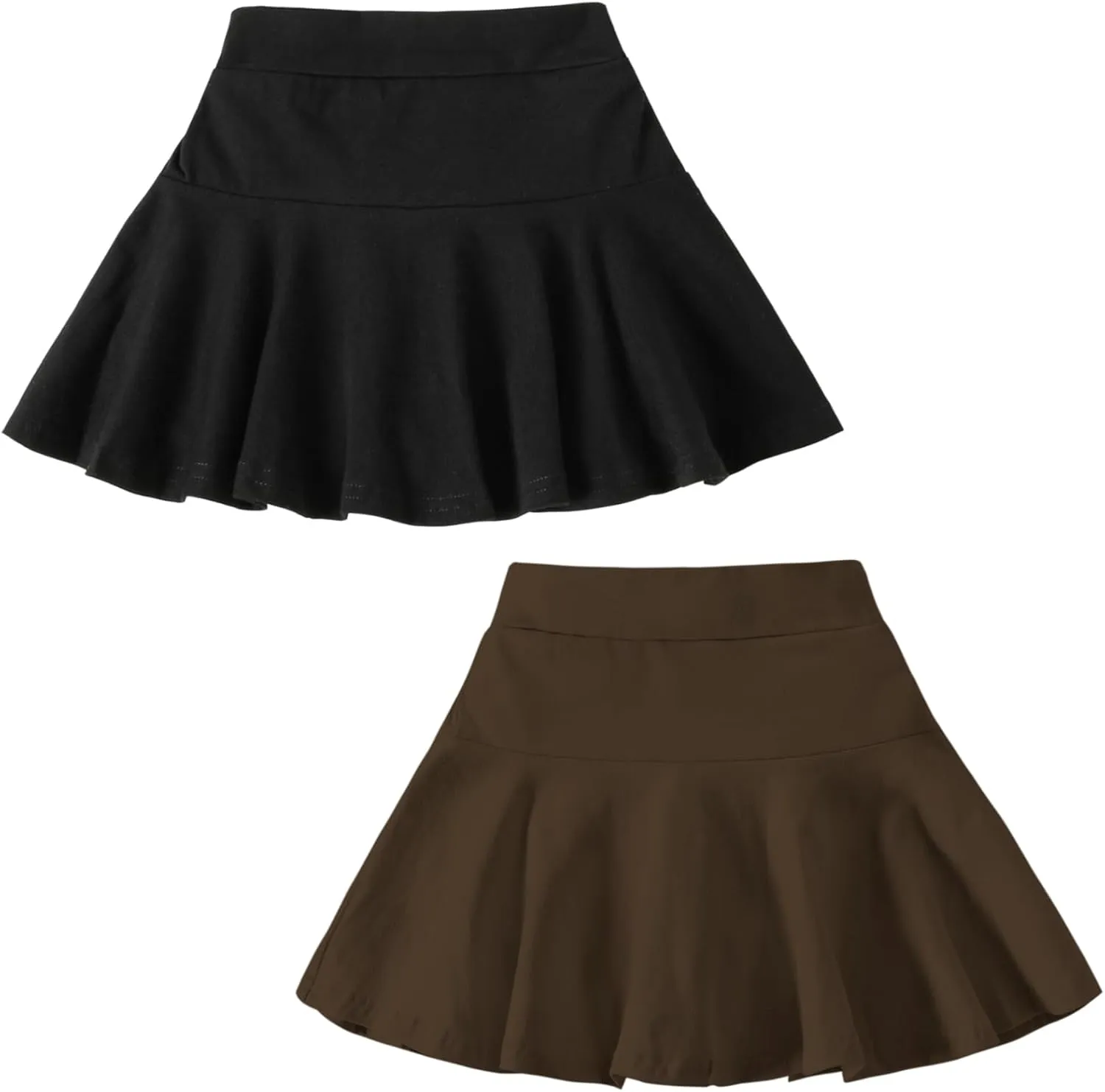DREAM BUS 2 Pack Girl Pleated Skirts Built in Shorts Little Kid Tennis Skorts Toddler Girl Athletic Flowy Skorts Skirts