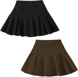 DREAM BUS 2 Pack Girl Pleated Skirts Built in Shorts Little Kid Tennis Skorts Toddler Girl Athletic Flowy Skorts Skirts