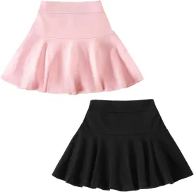 DREAM BUS 2 Pack Girl Pleated Skirts Built in Shorts Little Kid Tennis Skorts Toddler Girl Athletic Flowy Skorts Skirts