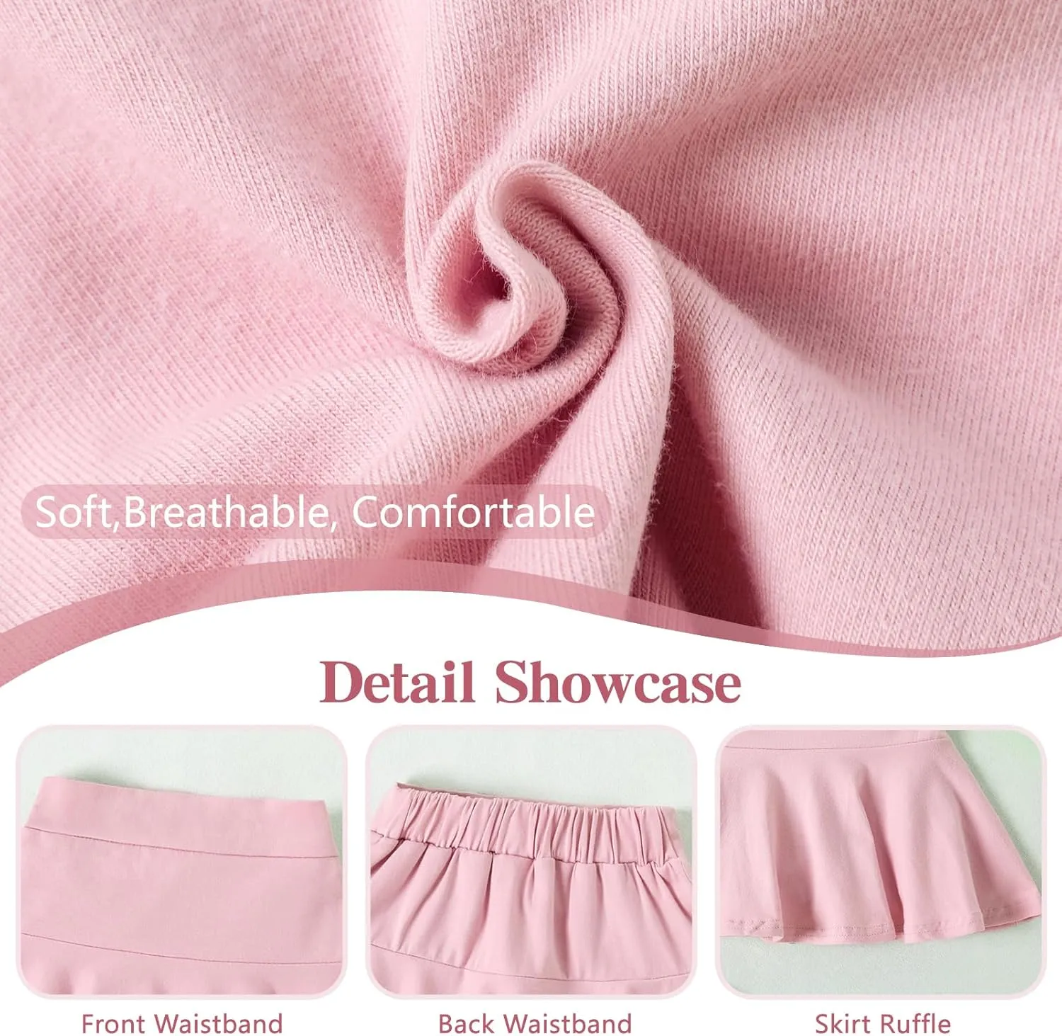 DREAM BUS 2 Pack Girl Pleated Skirts Built in Shorts Little Kid Tennis Skorts Toddler Girl Athletic Flowy Skorts Skirts