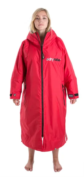Dryrobe Long Sleeve Changing Robe - Red/ Grey