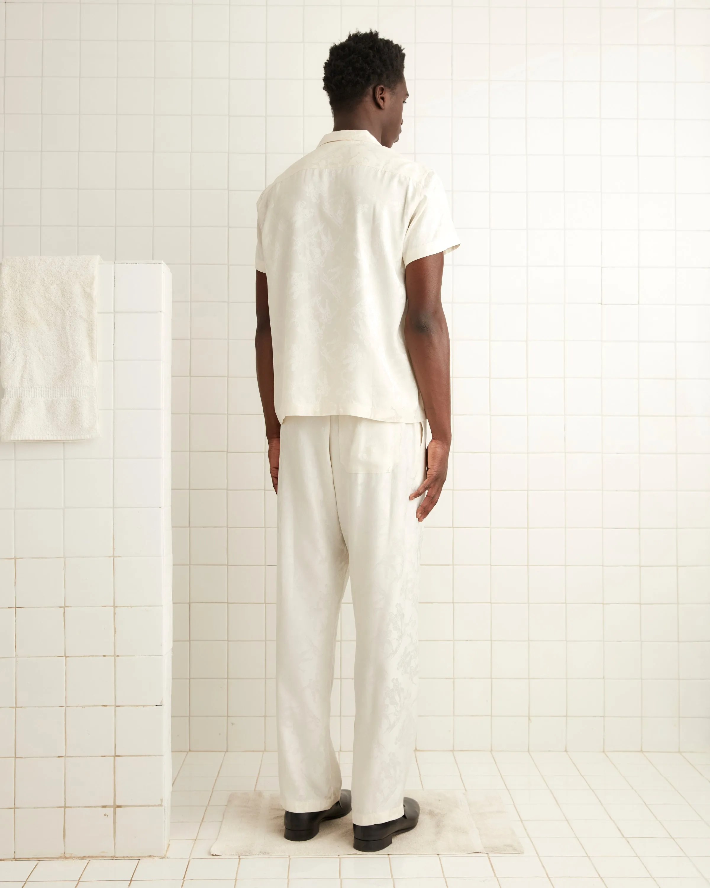 Football Jacquard Pajama Pants - Cream