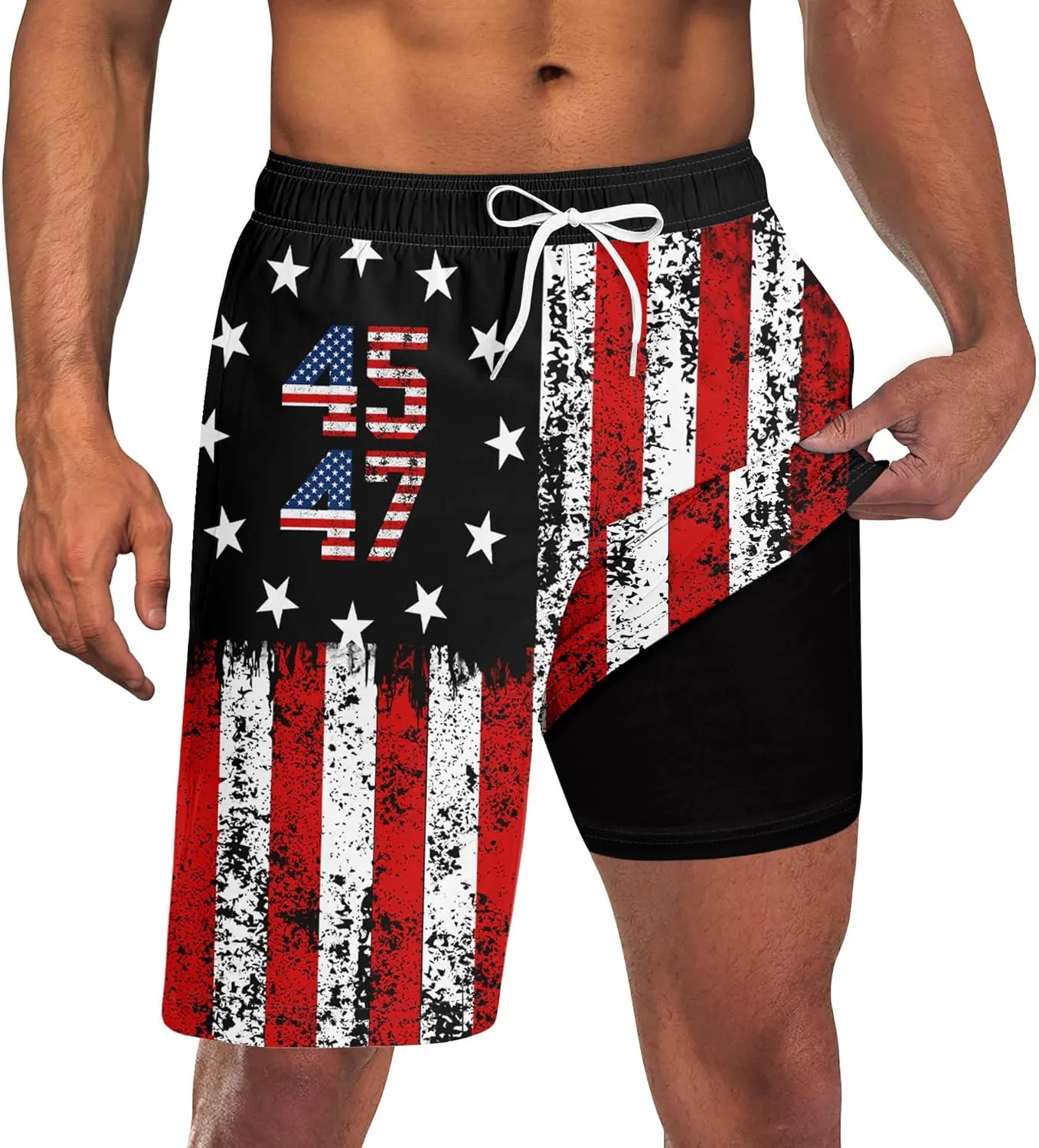 Goodstoworld Mens Swim Trunks with Compression Liner 9'' Inseam Quick Dry Swimsuit Shorts M-3XL