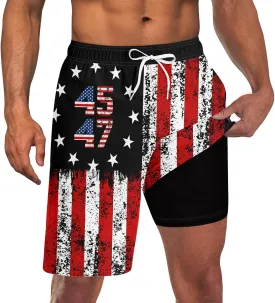 Goodstoworld Mens Swim Trunks with Compression Liner 9'' Inseam Quick Dry Swimsuit Shorts M-3XL