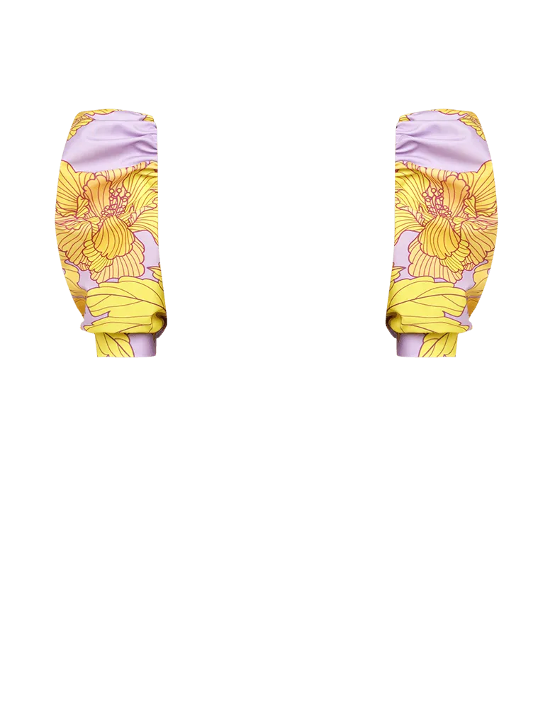 Hibiscus One Piece   Puffed Sleeves