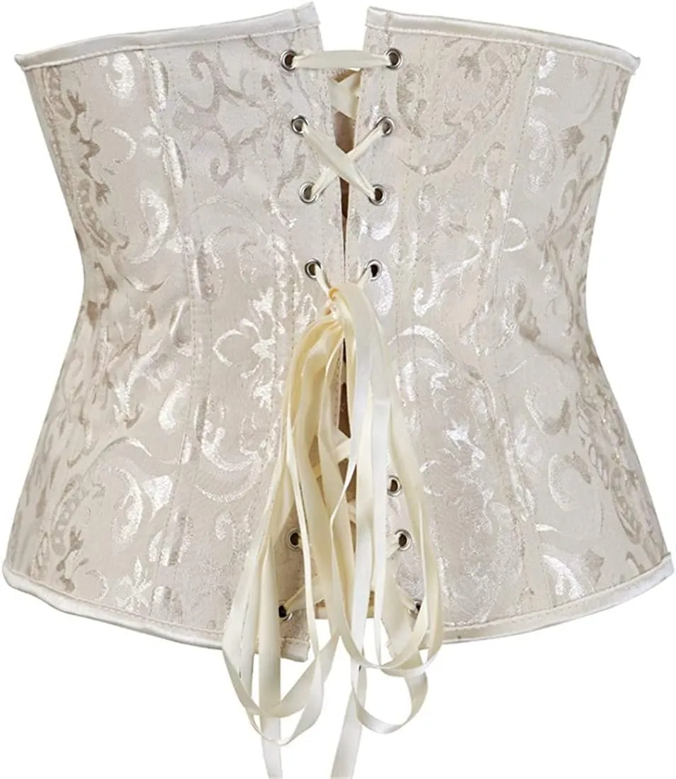 HNGHOU Women's Bustier Corset Top Plus Size Satin Waist Cincher Overbust Bustiers