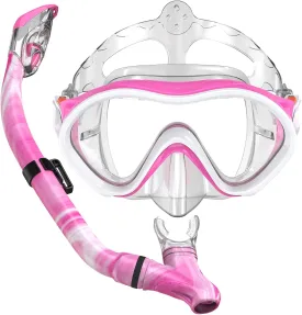 Kids Snorkel Set for Boys Girls Youth Junior Age from 5-13 Years Old Upgraded Dry Top Snorkel Mask Snorkeling Gear with Carrying Bag for Pool Swimming Diving Water Park Beach Vacation