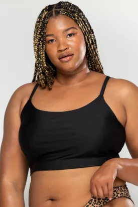 Long Lined Bikini Top | Black Hue