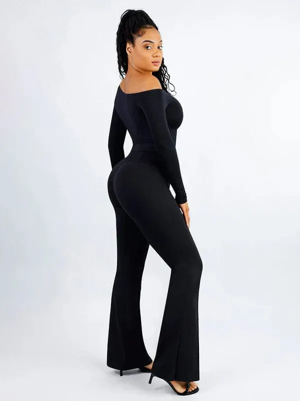 Long Sleeve One Shoulder Shapewear Thong  Bodysuit