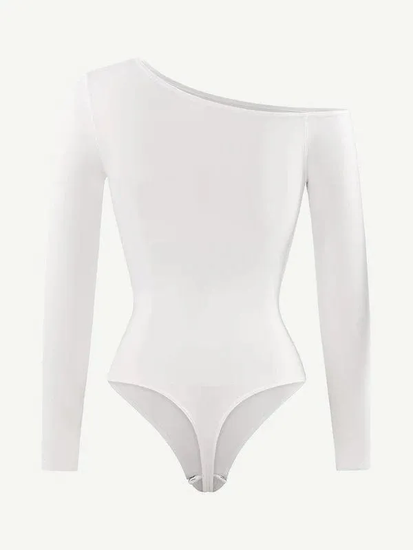 Long Sleeve One Shoulder Shapewear Thong  Bodysuit