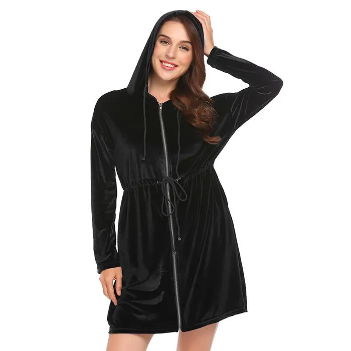 Long Sleeve Velvet Hooded