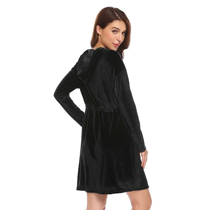 Long Sleeve Velvet Hooded