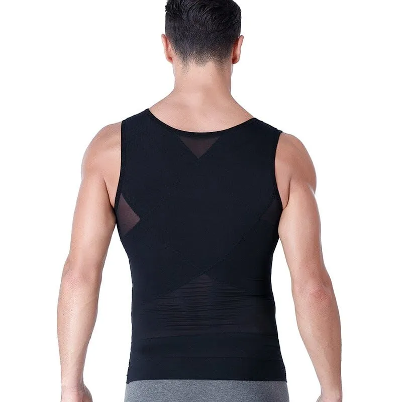 Men Slimming Compression Body Shaper Corset Vest With Side Hooks Waist Trainer