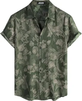 Mens Hawaiian Shirt Short Sleeve Button Down Tropical Shirts Casual Floral Summer Beach Shirt