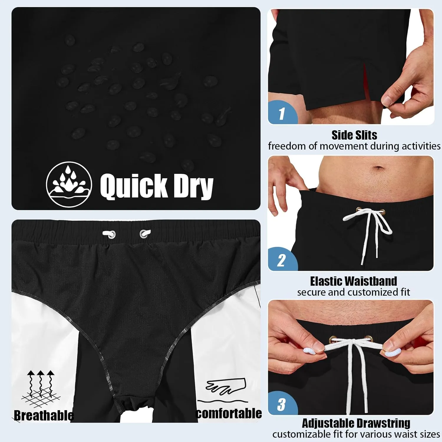 Mens Swim Trunks 5 inch Quick Dry Swim Shorts with Mesh Lining Beach Board Shorts Swimwear Bathing Suit