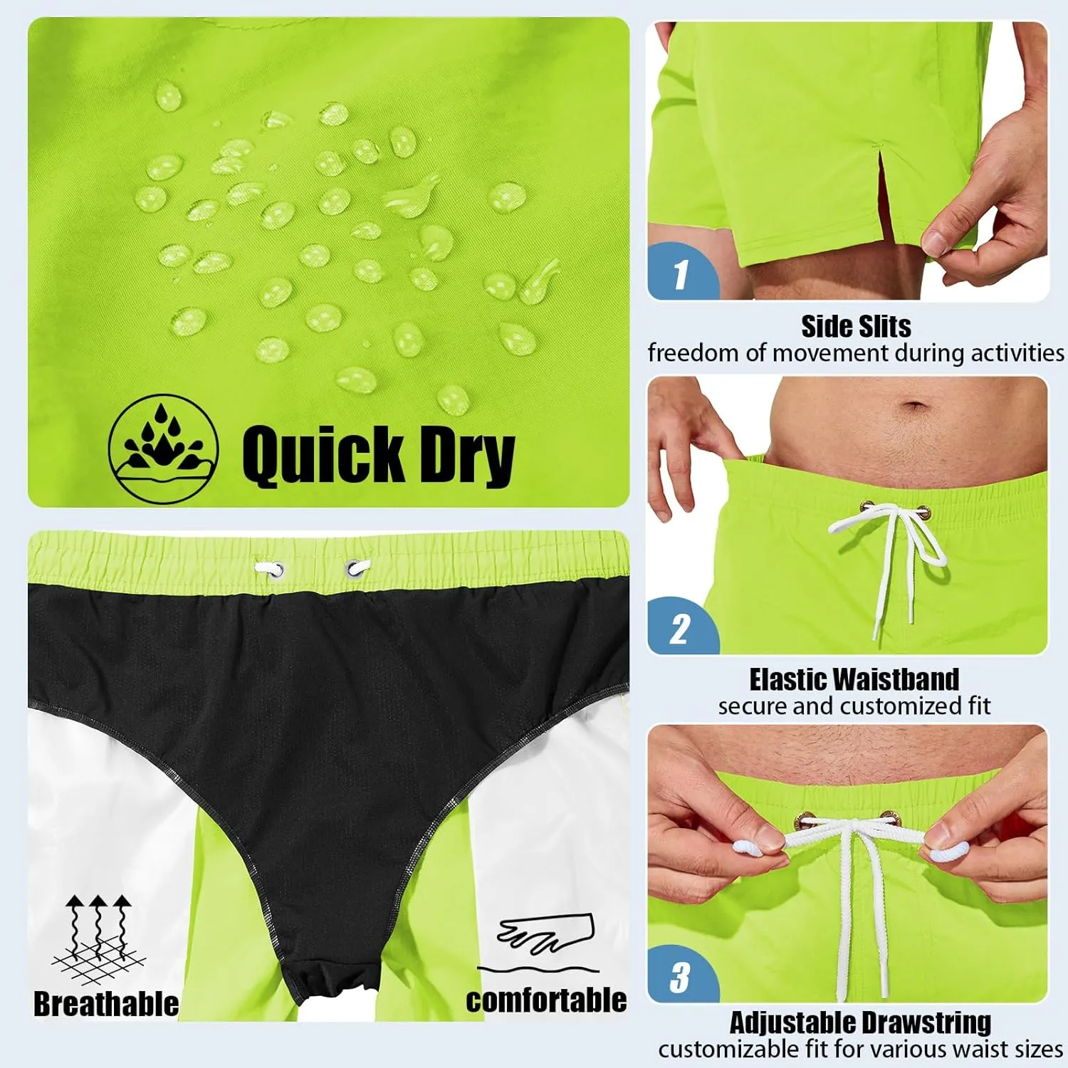 Mens Swim Trunks 5 inch Quick Dry Swim Shorts with Mesh Lining Beach Board Shorts Swimwear Bathing Suit