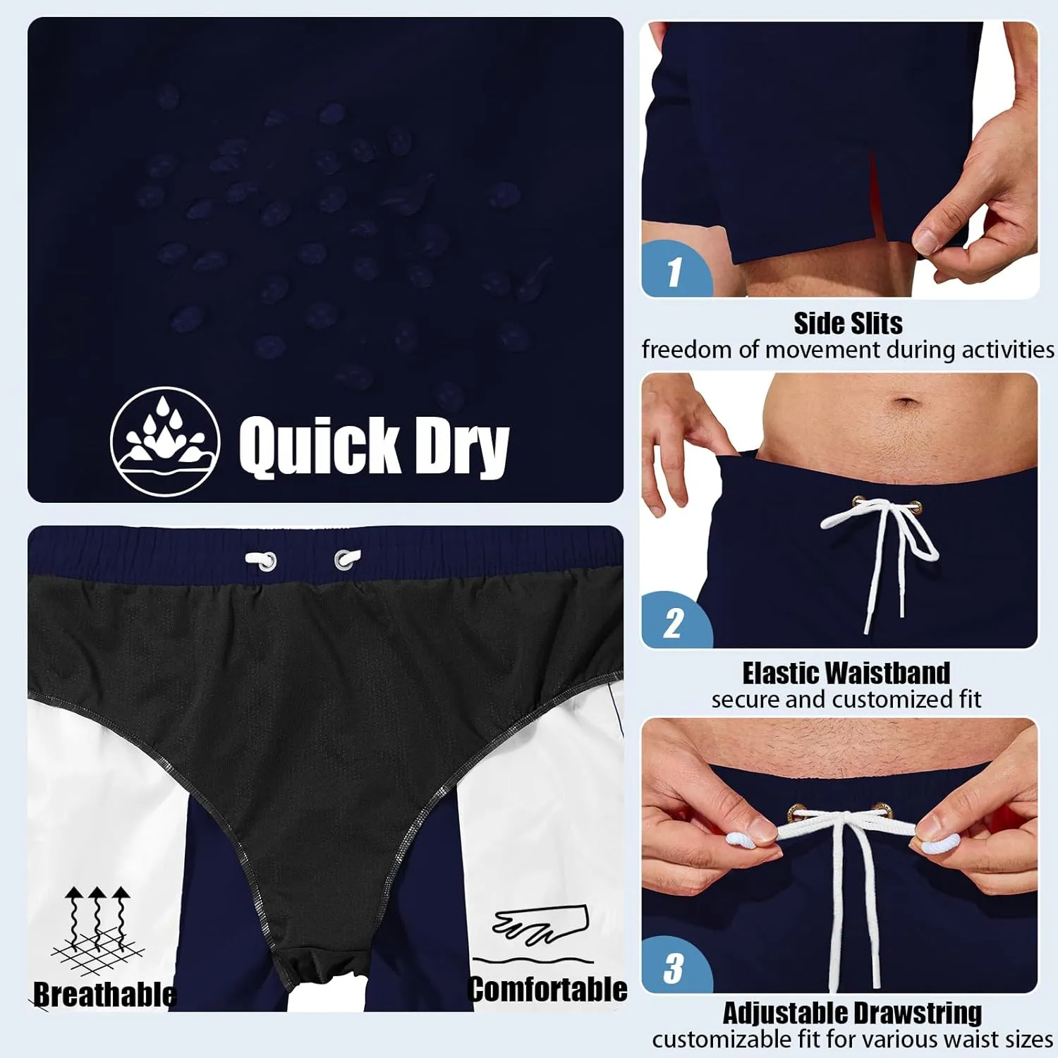 Mens Swim Trunks 5 inch Quick Dry Swim Shorts with Mesh Lining Beach Board Shorts Swimwear Bathing Suit