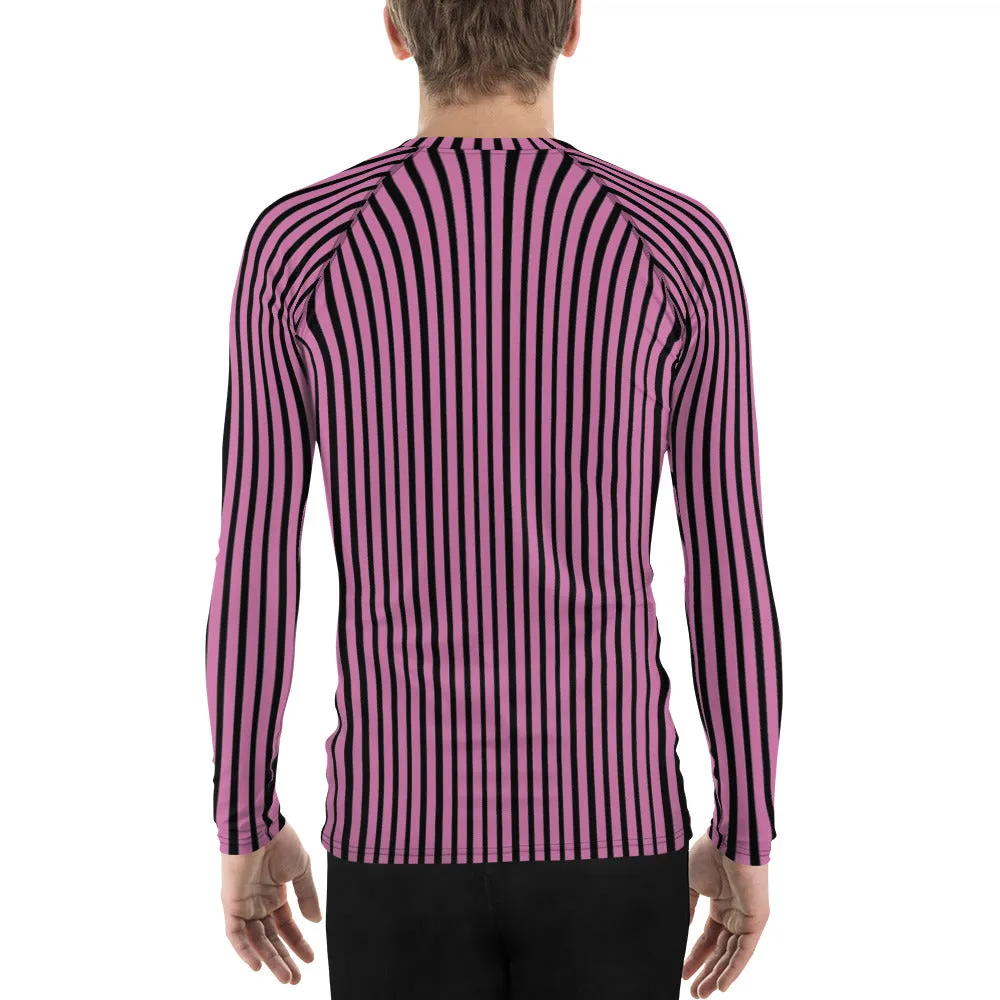Pink Stripes Men's Top, Best Men's Rash Guard