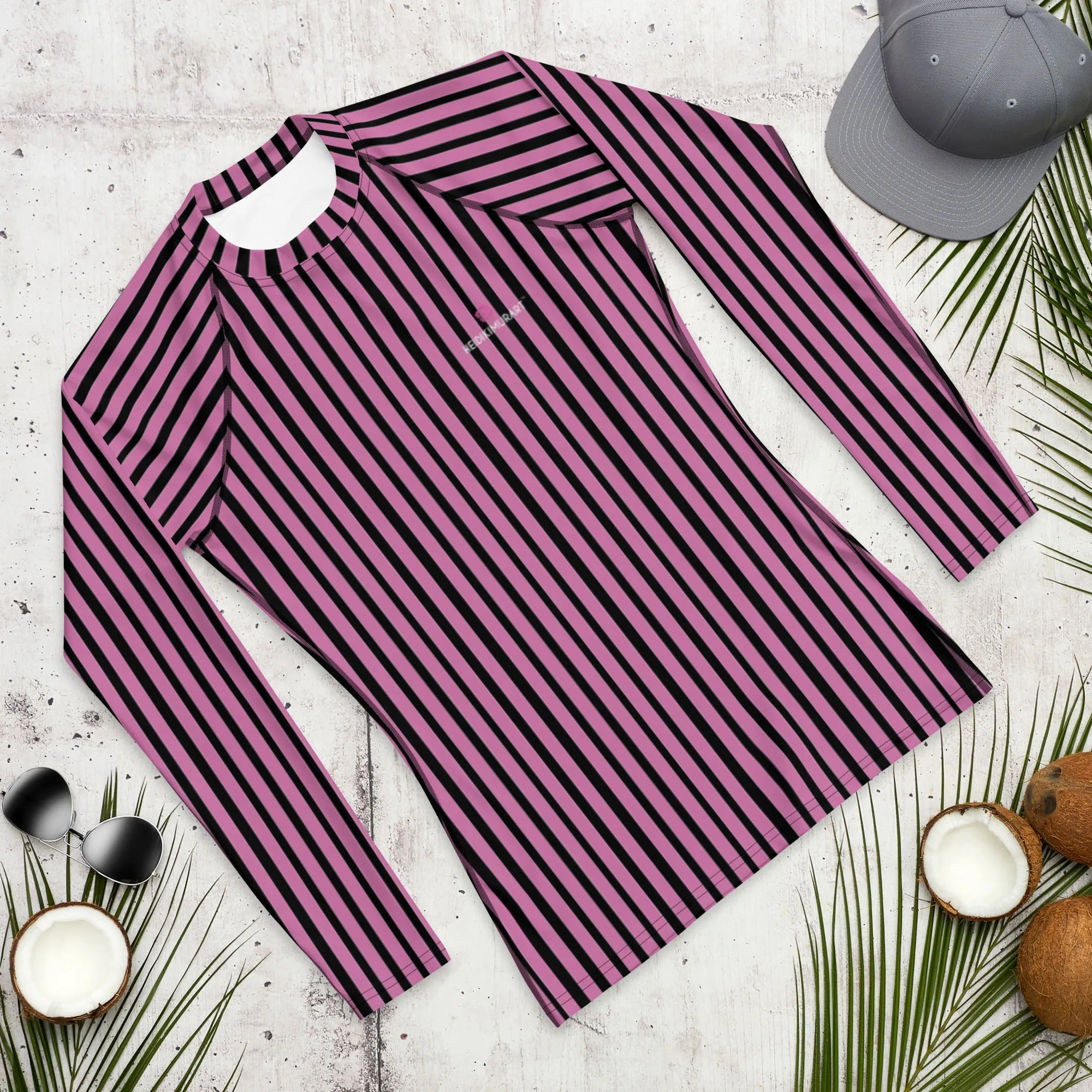 Pink Stripes Men's Top, Best Men's Rash Guard