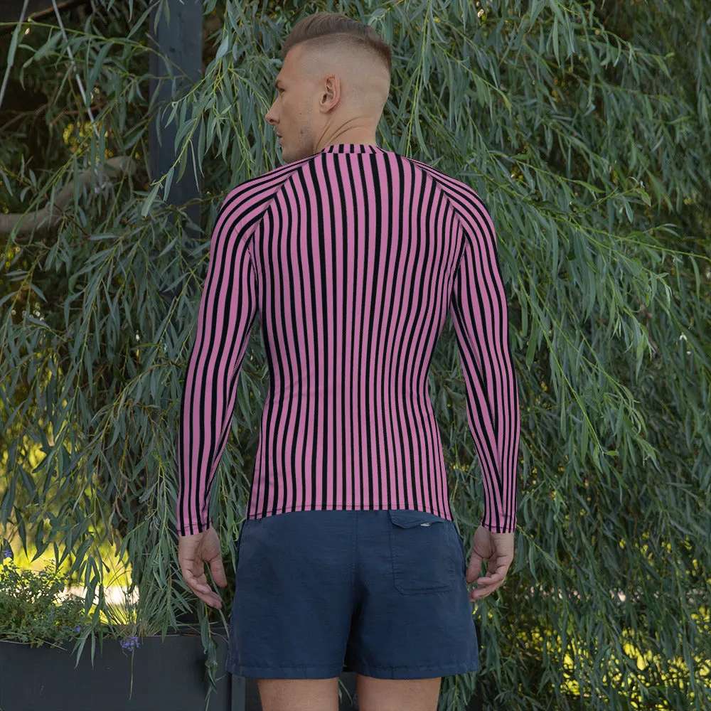 Pink Stripes Men's Top, Best Men's Rash Guard