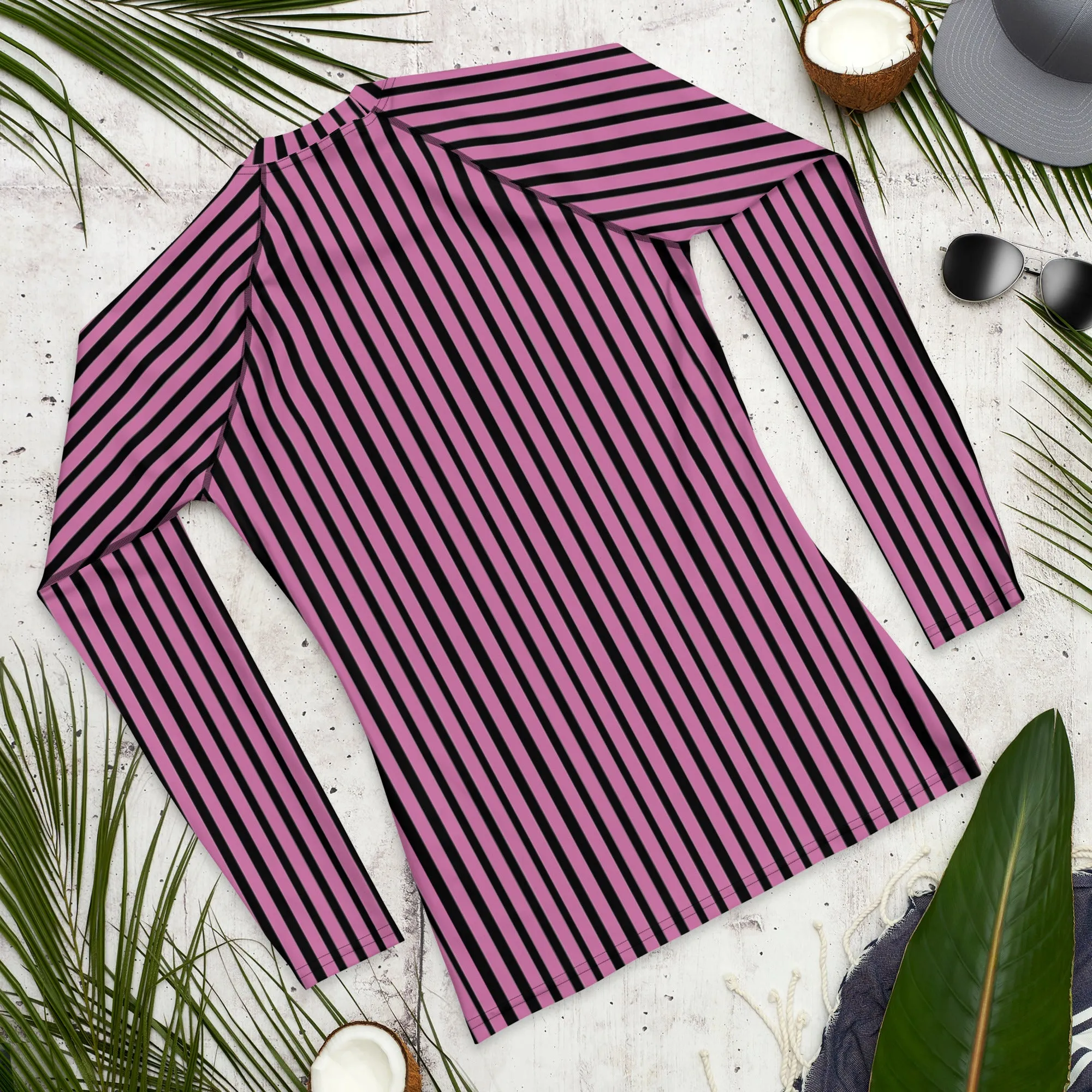 Pink Stripes Men's Top, Best Men's Rash Guard