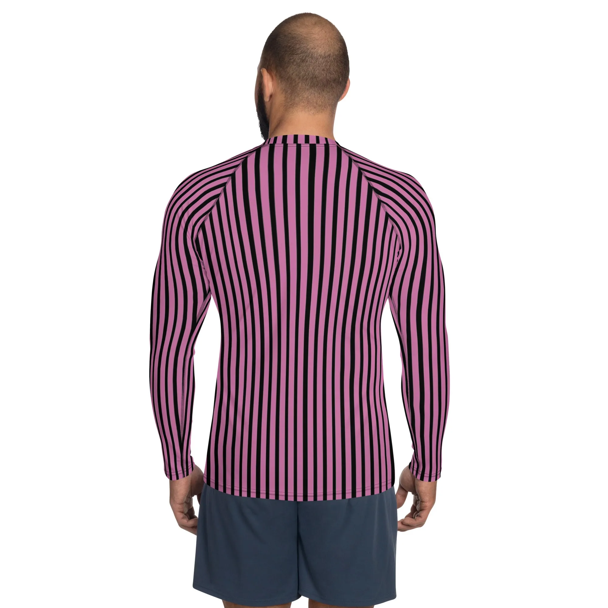 Pink Stripes Men's Top, Best Men's Rash Guard