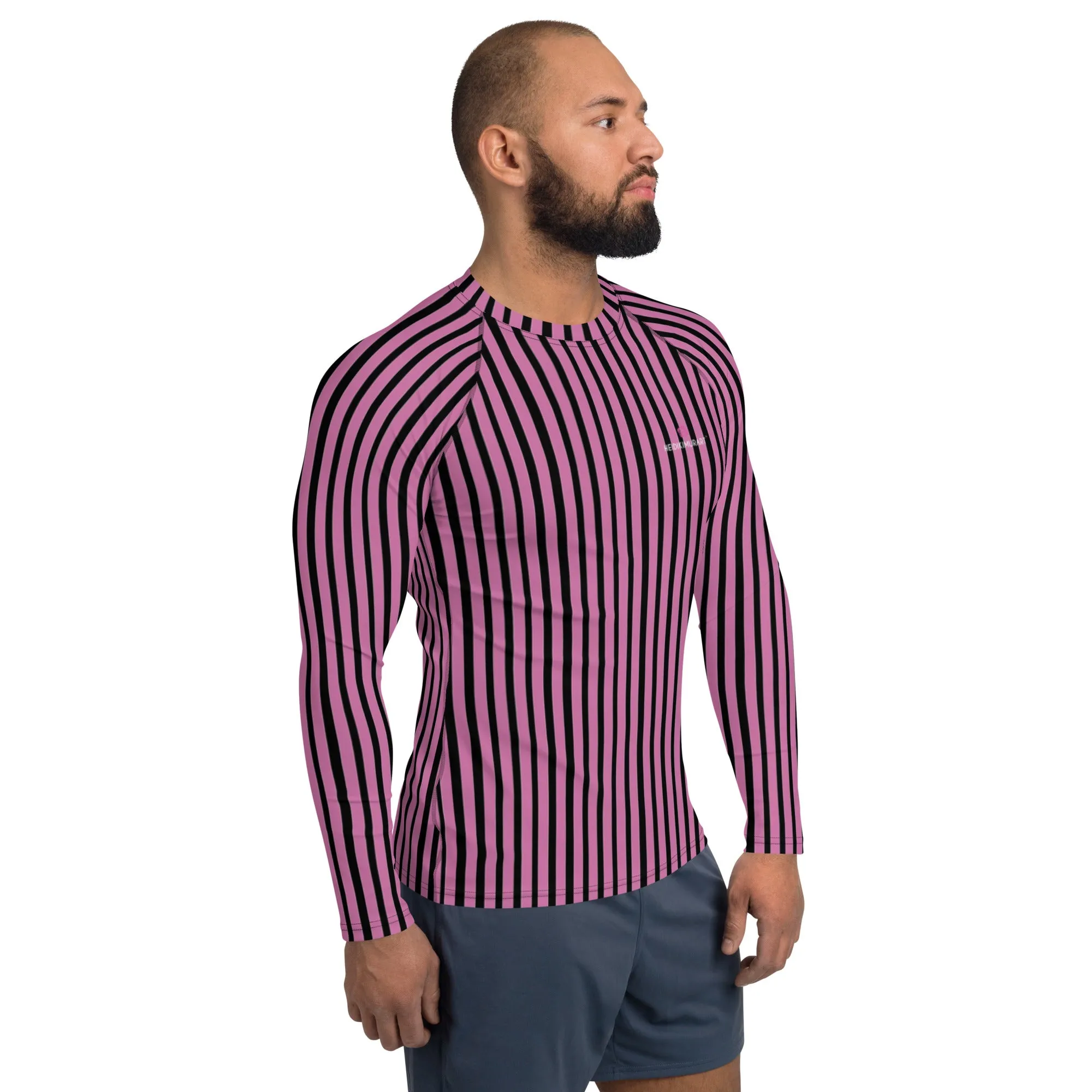 Pink Stripes Men's Top, Best Men's Rash Guard