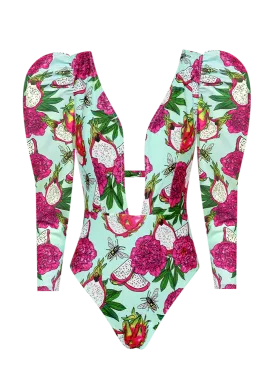 Pitaya One Piece   Puffed Long Sleeves