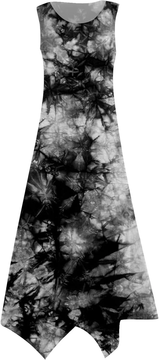 PTOLOCIF Summer Dresses for Women 2024 Sleeveless Swing Dress Casual Crewneck Boho Sundress Handkerchief Hem Tank Maxi Dress