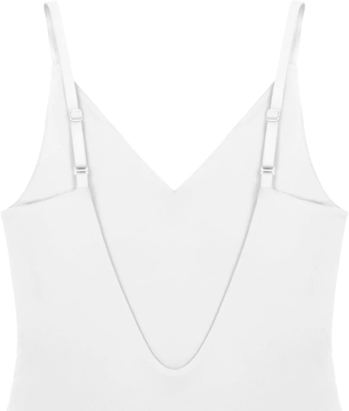 REORIA Womens Sexy Trendy Open Back V Neck Spaghetti Strap Backless Trendy Cami Bodysuit Tops